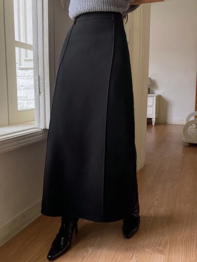 DAZY 女士长款直筒纯色休闲通勤裙