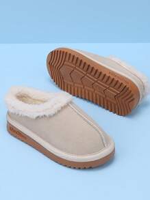 儿童雪地靴一脚蹬休闲靴 - 米色 - 查看 3