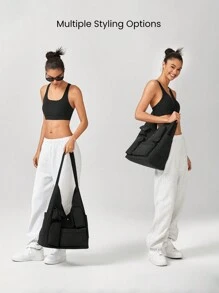 GLOWMODE 35L Carry It All External Multi Pockets Elastic Shoulder Strap Tote Bag - Black - View 2