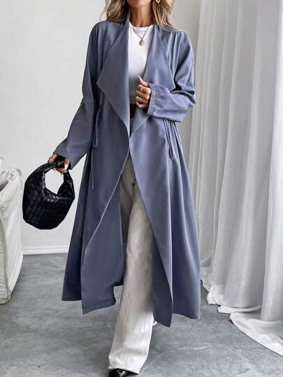 Chiquease 女士优雅长袖开衫风衣，带口袋