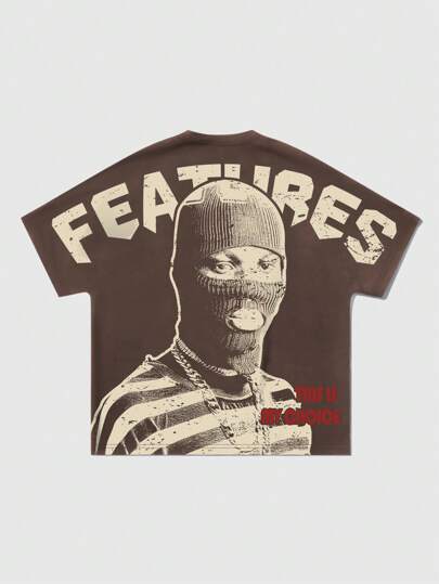 Street Life Men's Retro Distressed Portrait Print Short Sleeve T-Shirt, Summer