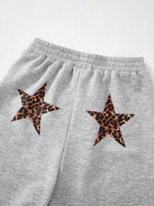 SHEIN Tween Girls' Solid Color Knit Jogger Pants, Streetwear Style - Light Grey - View 4