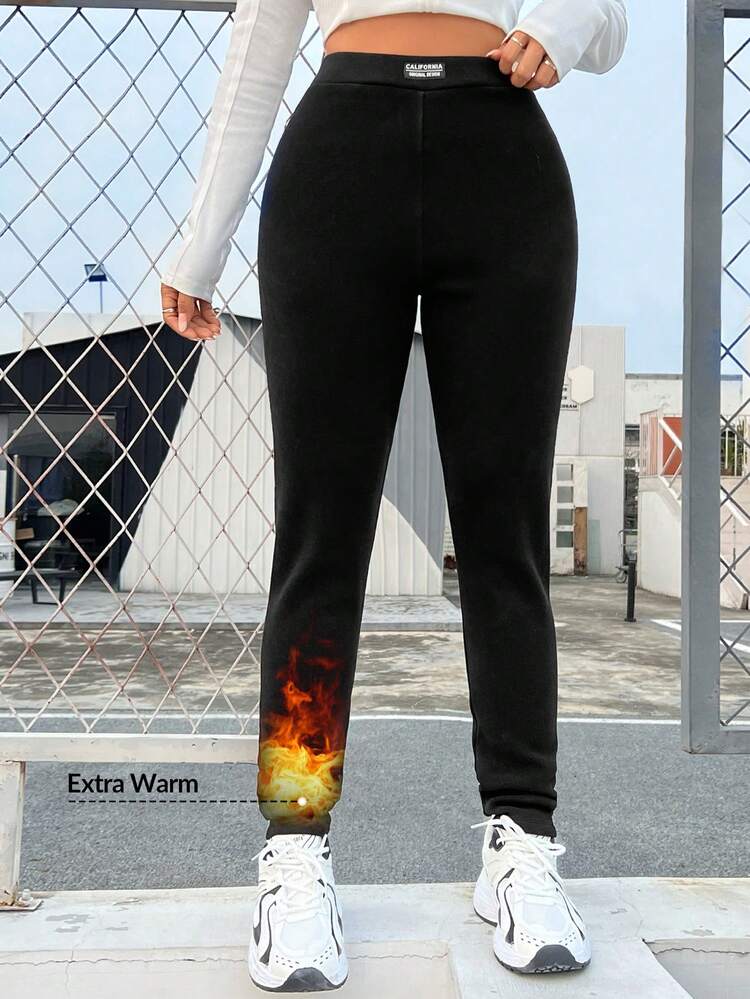 Letter Patched Detail Leggings