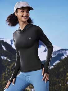 In My Nature 女士户外/休闲透气网眼后片套头运动衫 - 黑色 - 查看 6