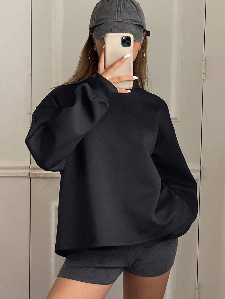 Plain Round Neck Long Sleeve Backless Bow Decor Sweatshirt For Women,Fall Women Clothes