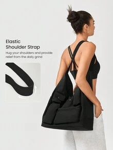 GLOWMODE 35L Carry It All External Multi Pockets Elastic Shoulder Strap Tote Bag - Black - View 6