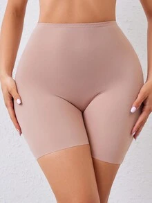 女士纯色高腰塑身短裤 - 淺粉色 - 查看 5
