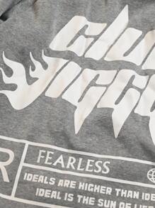 Manfinity EMRG Sudadera con capucha informal de talla grande para hombre con estampado de letras