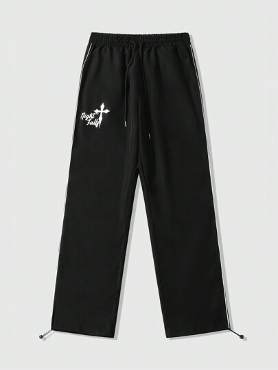 Street Life Pantalon ample et ample avec graphique de lettre punk pour hommes, école