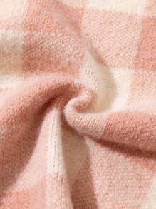 2 buc/Set Pulover din tricot în carouri pentru fetiță + Set pantaloni cu picioare largi, ținută de tricotaj casual la modă pentru toamnă și iarnă - Caisă - Vizualizare 5