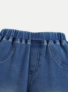 SHEIN Baby Boy Casual Soft Cute Blue Denim Jogger Jeans,Casual And Versatile For Daily - Medium Wash - View 6