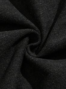 SHEIN 青少年男孩时尚休闲撞色缝线黑色口袋设计牛仔翻领长袖夹克适合日常穿着和秋季儿童服装 - 黑色 - 查看 6