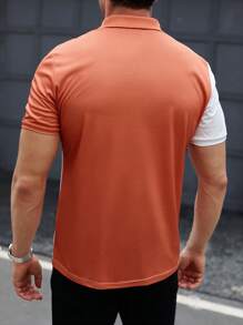 Gym Rark Kemeja Polo Kasual Olahraga Pria Gaya Boyfriend dengan Resleting Depan, Warna Polos, dan Motif Patchwork - MultiWarna - View 2