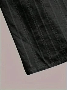 大尺碼女式立領襯衫,帶蕾絲拼接及燈籠袖 - 黑色 - 查看 4