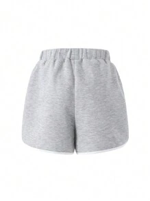 Tween Girls' Street Cool Tween Girl 3pcs Contrast Pipping Hooded Zipper Jacket, Tank Top And Shorts Casual Streetwear Outfit - Grey - View 6