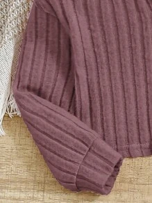 2pcs Baby Girl Casual Knitted Pink Suspender Jumpsuit And Cardigan Set - Dusty Pink - View 3