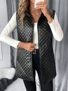 SHEIN Clasi Áo khoác da PU ấm áp thời trang dành cho nữ vào mùa thu/đông - màu đen - Xem 6