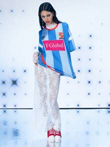 FREAK CITY Áo phông in hình bóng đá cỡ lớn dành cho nữ, áo phông xanh đường phố thường ngày, dành cho ngày lễ, kỳ nghỉ, mùa xuân, lễ hội, phù hợp với Ibiza - Màu xanh lam - Xem 5