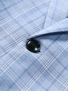 Manfinity Mode Heren Modieus Veelzijdig Geruit Pak Jasje, Herfst Herenkleding, Heren Casual Turndown Kraag Blazer Jasje - Baby blauw - Bekijken 5