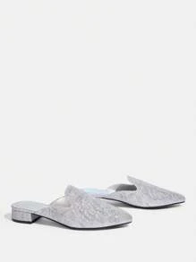 CUCCOO TILAWA Giày cao gót thấp lấp lánh màu xanh lá cây thời trang dự tiệc cho phụ nữ vào dịp Giáng sinh và năm mới, mùa thu và đông - Bạc - Xem 6