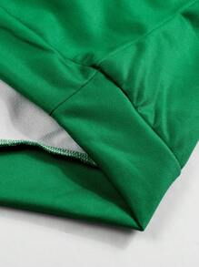 Manfinity Campus Court Aesthetic Post--Men's Casual Slogan Printed Crew Neck Long Sleeve Sweatshirt, Spring Autumn,Fall Men Clothes - Green - View 4