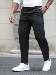 Manfinity Mode Men Solid Color Minimalist Casual Dress Pants - Black - View 1