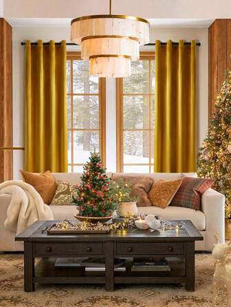 1 pieza Cortina perforada dorada con material de terciopelo italiano, estilo europeo, cortina térmica, adecuada para fiestas, decoración de ventanas y puertas de sala de estar y dormitorio, decoración de otoño, decoración de habitación