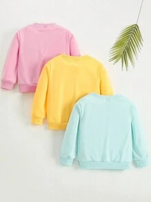 SHEIN Young Girl Cartoon Print Round Neck Long Sleeve Simple Sweatshirt, Casual Everyday Wear