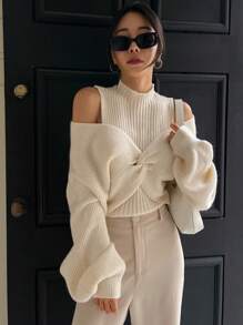 DAZY Twist Design Cropped Knit Trui Voor Dames