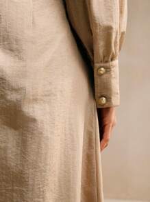 Bộ quần dài công sở họa tiết hoa 3D cho nữ - Màu Khaki - Xem 7