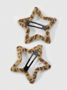 ROMWE Kawaii 2 件/套动物印花毛绒发夹，时尚休闲发夹刘海夹适合女孩和女士，很棒的礼物爪夹