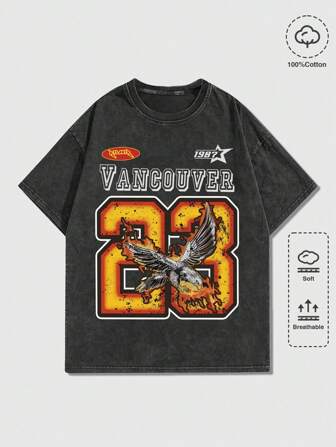 Street Life Chemise de football à manches courtes avec lavage à l'eau vintage rétro pour hommes, n° 23, été, école