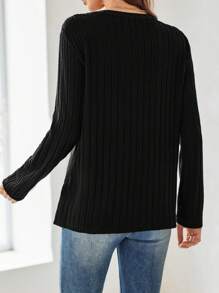 EMERY ROSE Fall Women Clothes Dark Blue Round-Neck Long-Sleeve T-Shirt For Autumn