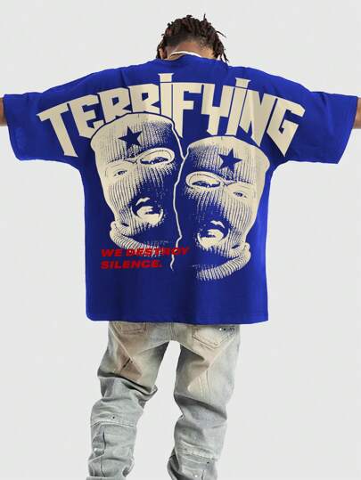 Grunge Punk Camiseta de manga corta suelta con estampado de calle retro para hombre, de alta calle, vintage de verano