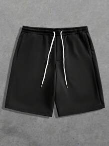 Manfinity VCAY Men's Loose Fit Black & White Color Block Crew Neck Knitted Vest Set, Suitable For Summer