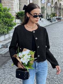 Chiquease Áo khoác đen đi làm thường ngày đa năng cho nữ - màu đen - Xem 5