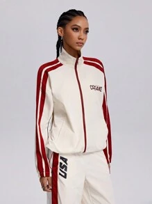 SHEIN EZwear 女士秋冬运动街头服饰 Corta Vento 拼色长袖夹克 - 彩色 - 查看 8