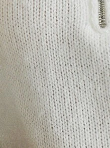 Chiquease 新款宽松针织套头毛衣，经典条纹休闲秋冬时尚毛衣，秋季 - 白色 - 查看 4