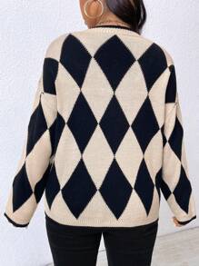 Áo khoác cardigan dài tay họa tiết hình học hở vai cho nữ cỡ lớn, mùa thu/đông - Nhiều màu - Xem 2