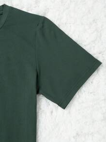 Calvaya Camiseta de manga corta de cuello redondo minimalista en tallas grandes, top básico para verano, otoño e invierno - Multicolor - Ver 5