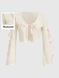 Kawaii Top avec fente détail nœud papillon, avec ruban, pour école