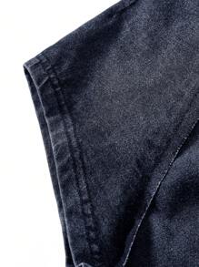 SHEIN BASICS Áo thun cổ tròn dệt kim màu trơn đơn giản thoải mái cho nữ - Màu xanh lam - Xem 10