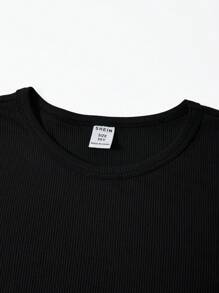 SHEIN Tween Girl Patch Cross Punk Gothic Style Long Sleeve Knit Dress