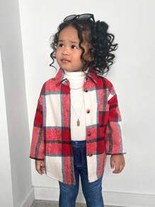SHEIN 3pcs/Set Baby Girl Plaid Shirt, Knitted Sweater And Pants Set, Autumn/Winter Fall Clothes
