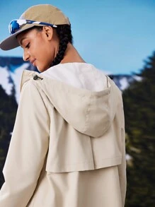 In My Nature 女士户外连帽抽绳风衣夹克 - 杏色 - 查看 5