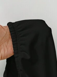 SHEIN PETITE Soft White Knitted Home Pants, Loose Pants - Black - View 6