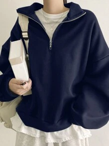 DAZY 女士休闲宽松拉链运动衫，秋季女装