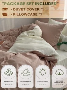 3pcs Pink Super Soft Dormitory Quilt Cover And Pillow Sham Set, 1 Quilt Cover And 2 Pillow Shams, Machine Washable, No Filling