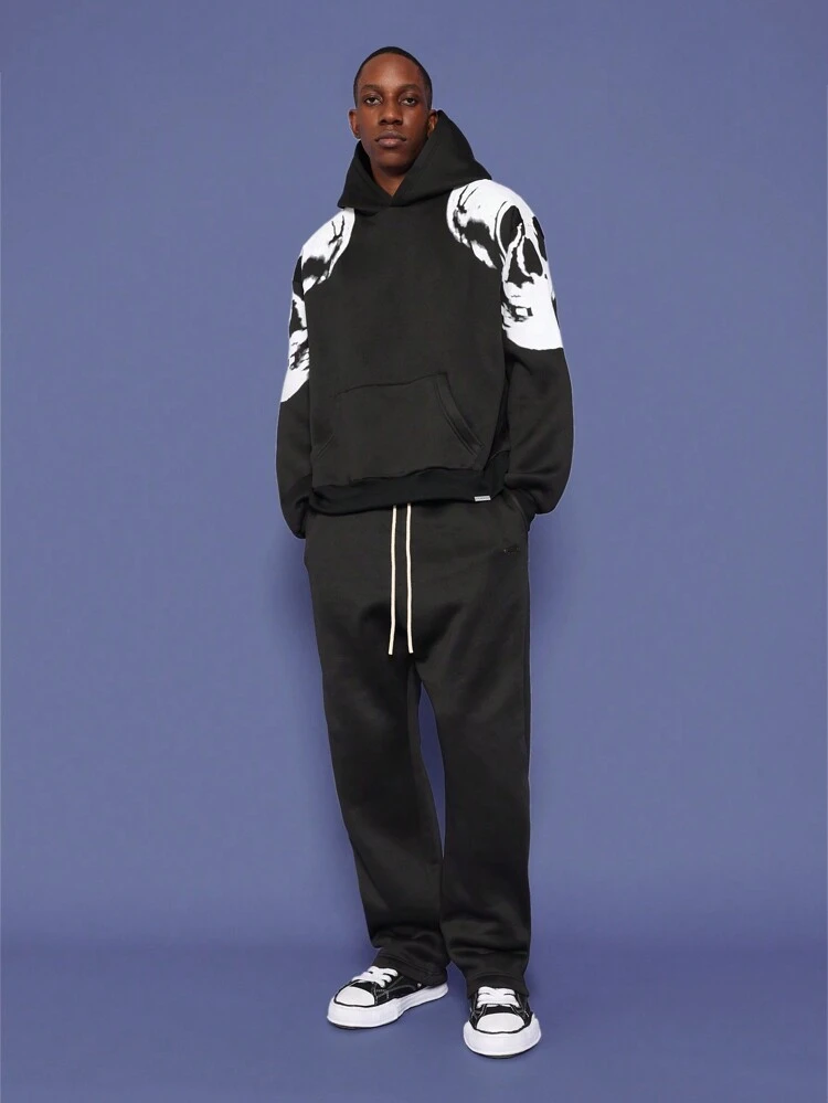 Artistic Skull Sleeve Pattern Pullover Hoodie