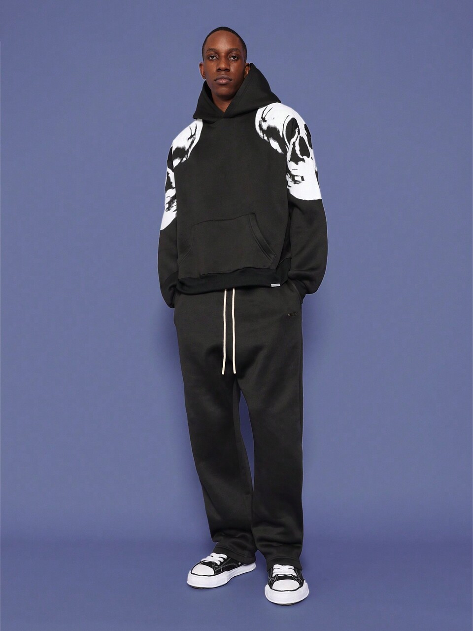 Artistic Skull Sleeve Pattern Pullover Hoodie